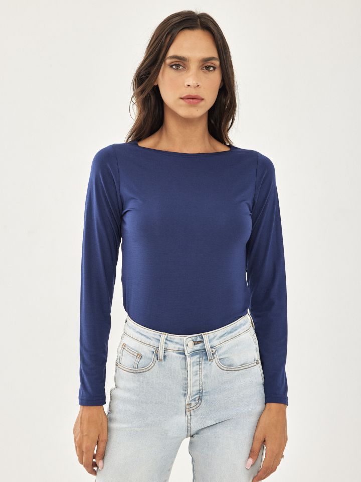 חולצה חלקה PROMO בצבע נייבי