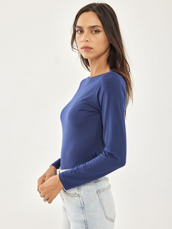 חולצה חלקה PROMO בצבע נייבי