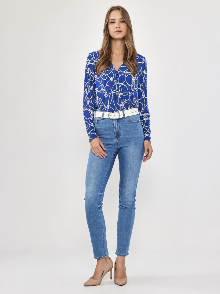 חולצה דפוס שינה PROMO בצבע כחול רויאל