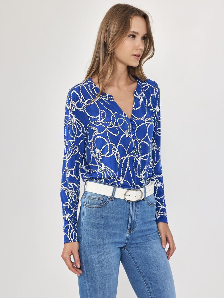 חולצה דפוס שינה PROMO בצבע כחול רויאל