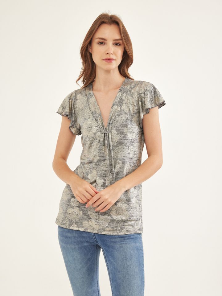 חולצה + עניבה לורקס PROMO בצבע אפור כסף