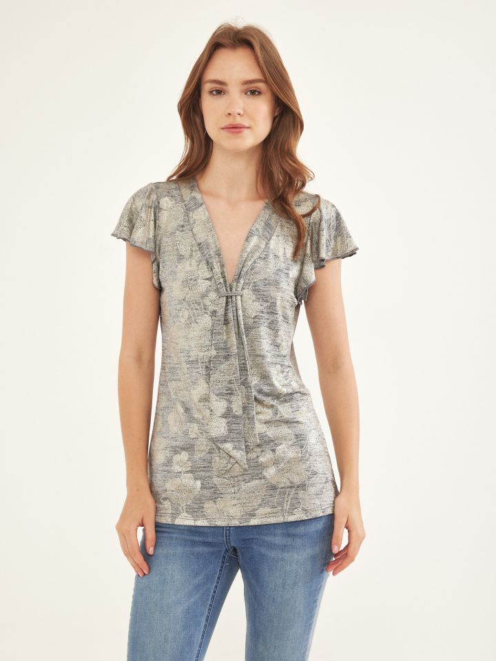 חולצה + עניבה לורקס PROMO בצבע אפור כסף