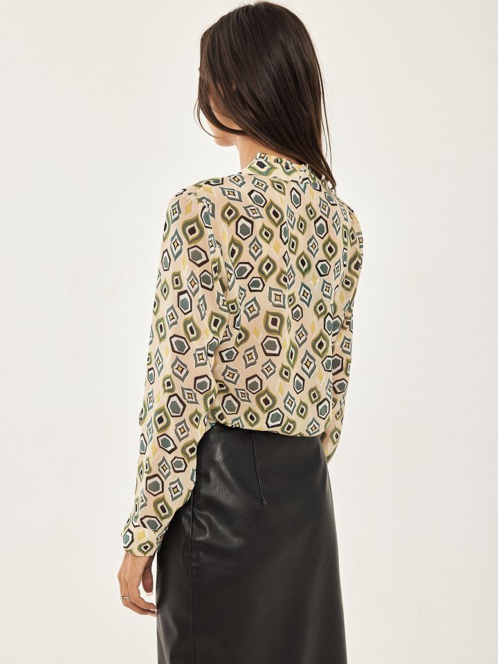 חולצה דפוס קשירה פרו פרו בצבע בייז’