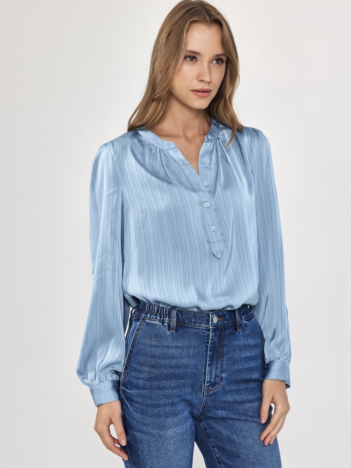 חולצה שינה פסים בצבע תכלת