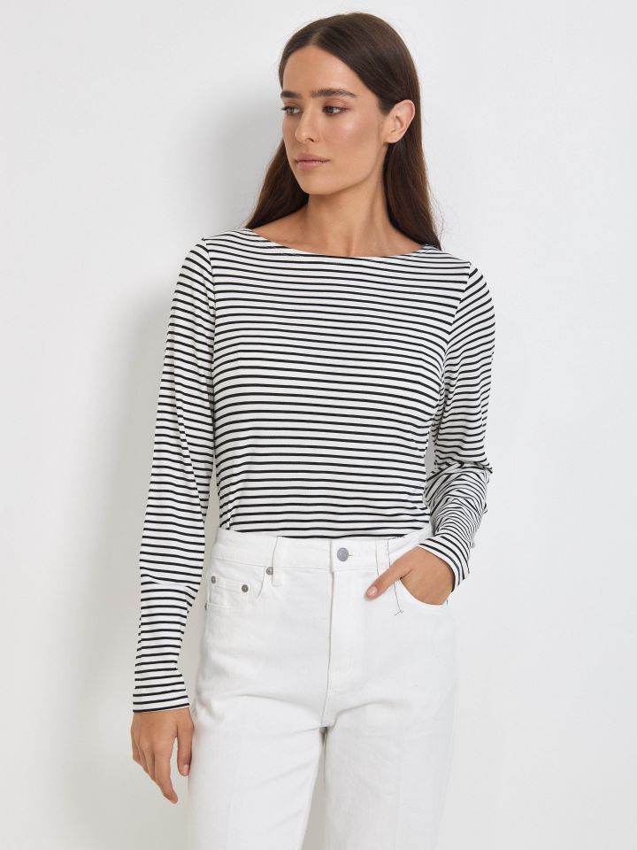 חולצה פסים PROMO בצבע לבן