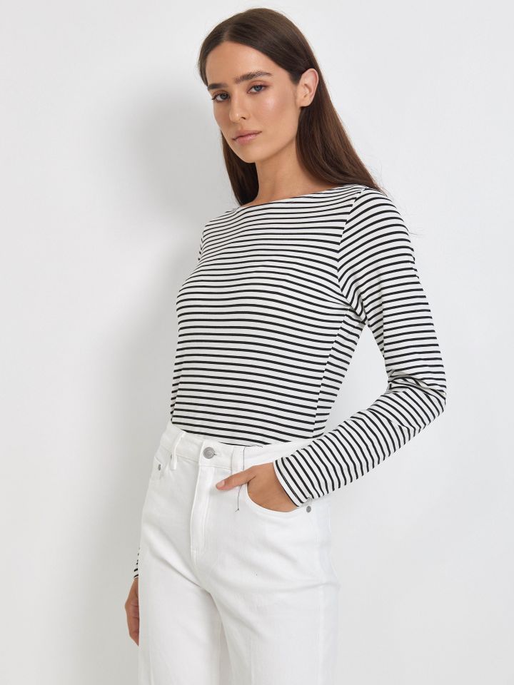 חולצה פסים PROMO בצבע לבן