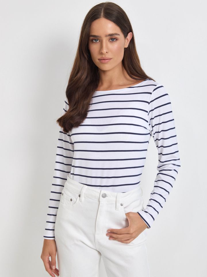 חולצה פסים PROMO בצבע לבן /כחול