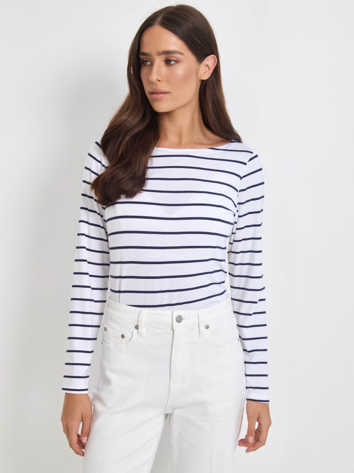 חולצה פסים PROMO בצבע לבן /כחול