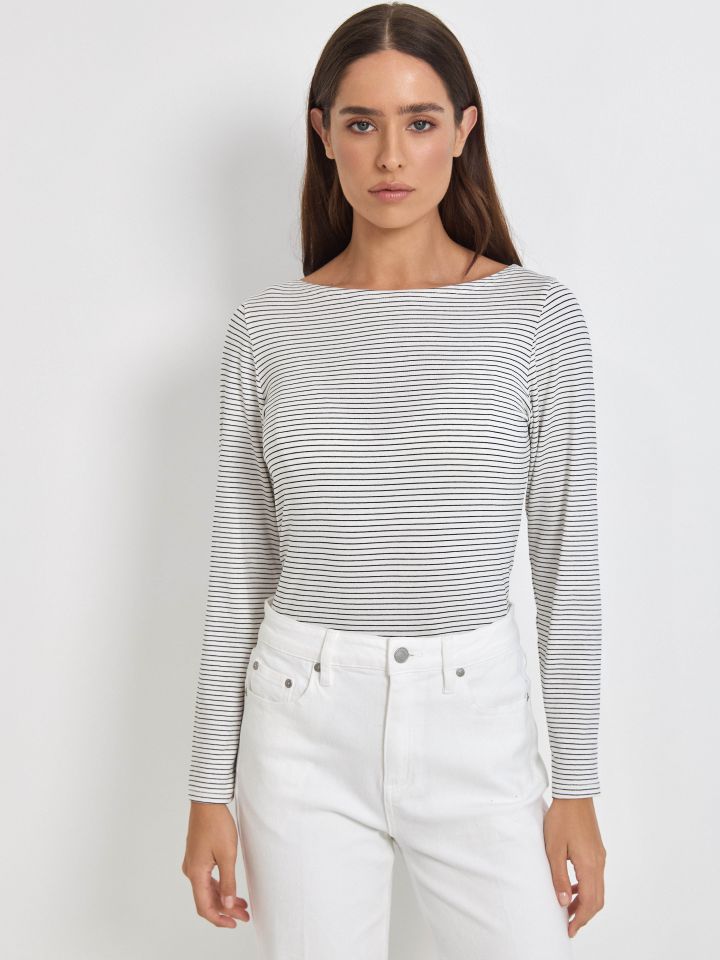 חולצה פסים PROMO בצבע לבן/שחור