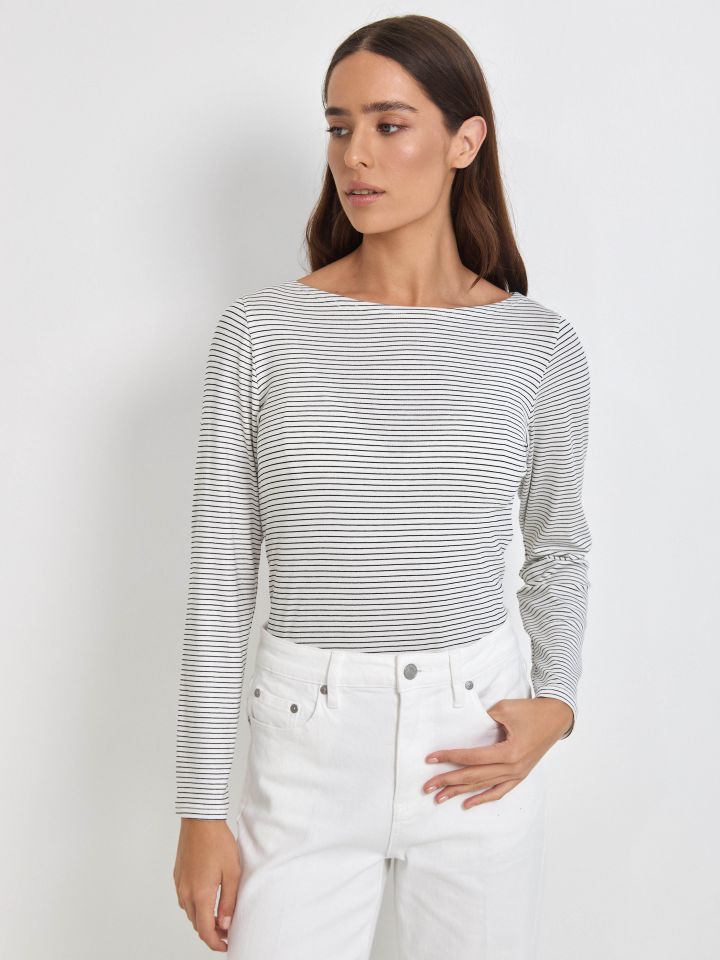 חולצה פסים PROMO בצבע לבן/שחור