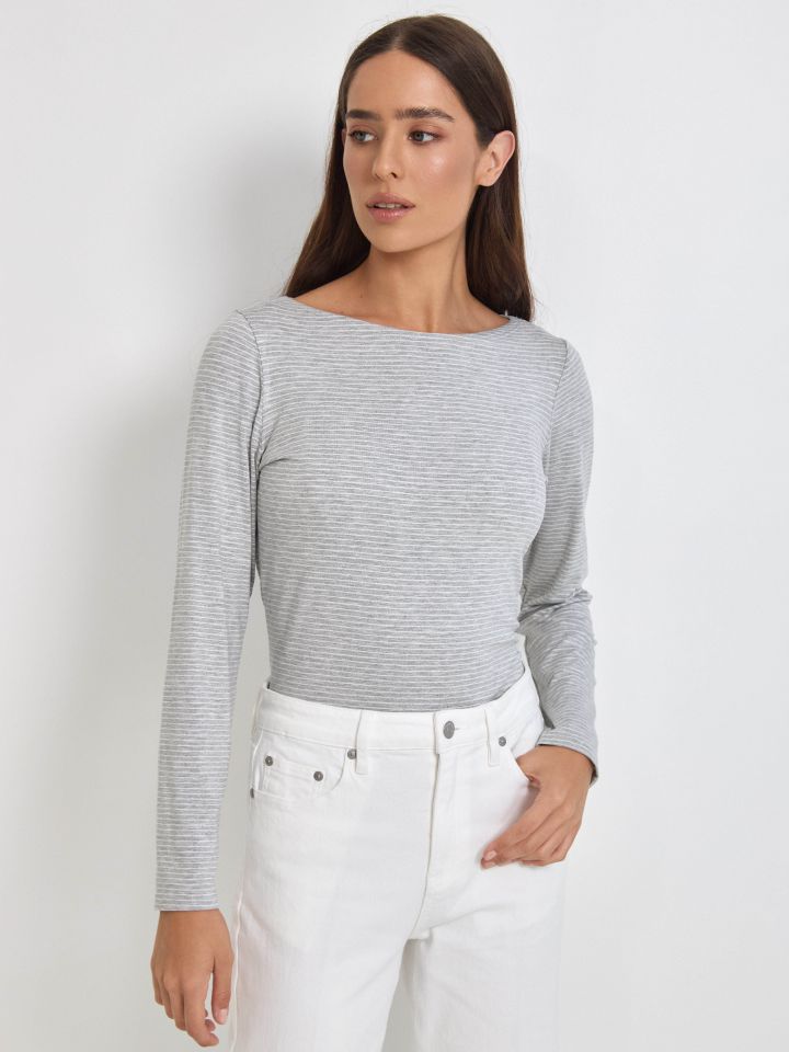 חולצה פסים PROMO בצבע אפור כסף