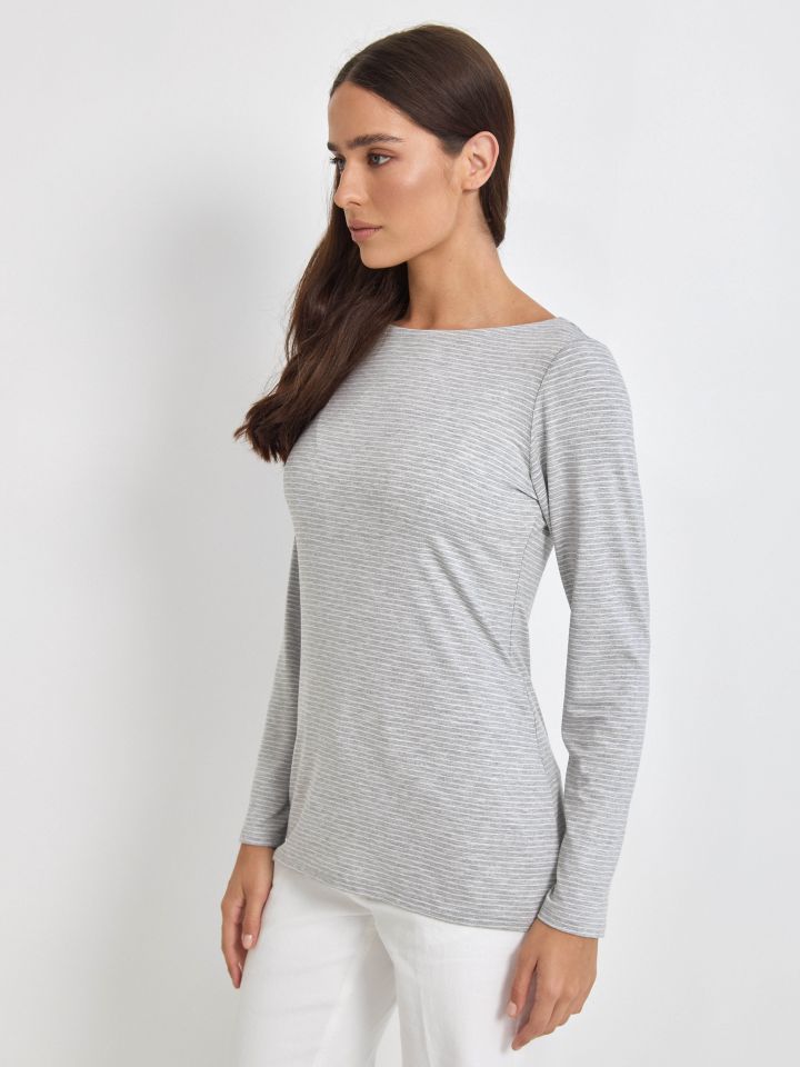 חולצה פסים PROMO בצבע אפור כסף