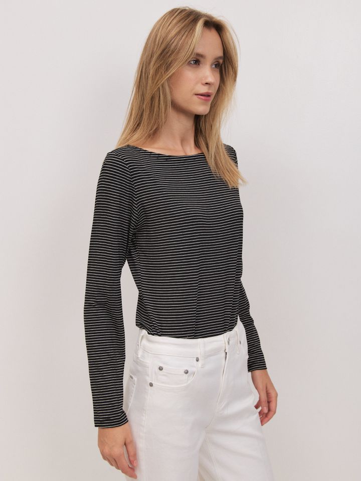 חולצה פסים PROMO בצבע שחור/לבן