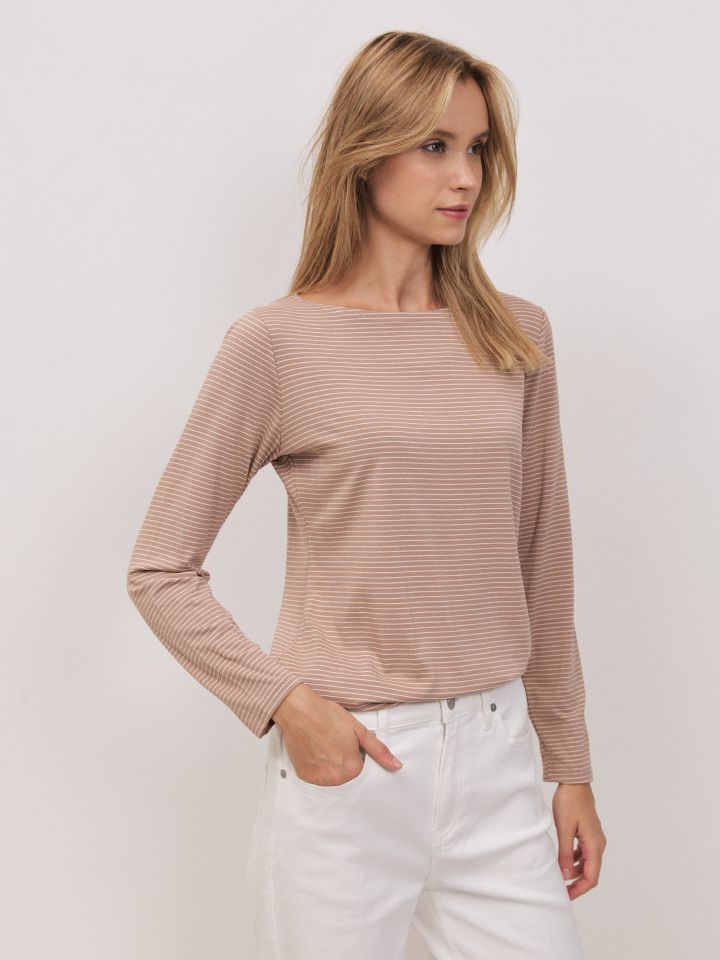 חולצה פסים PROMO בצבע מוקה