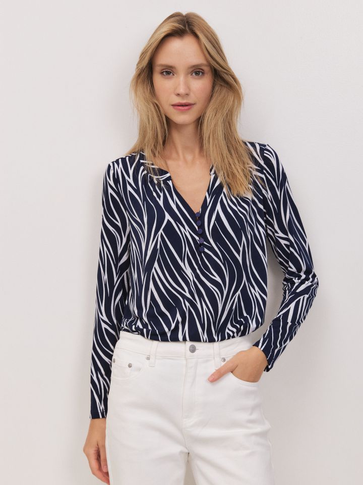 חולצה שינה דפוס PROMO בצבע נייבי