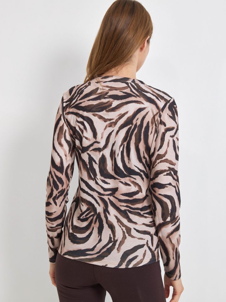 חולצה ריב מנומר בצבע מנומר/זברה