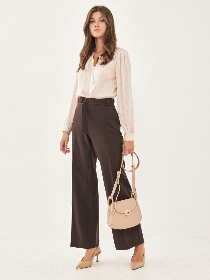 חולצה סטן פסים שינה בצבע ורוד עתיק