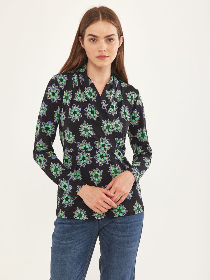 חולצה מעטפה דפוס PROMO בצבע שחור