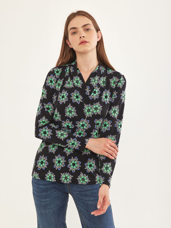 חולצה מעטפה דפוס PROMO בצבע שחור