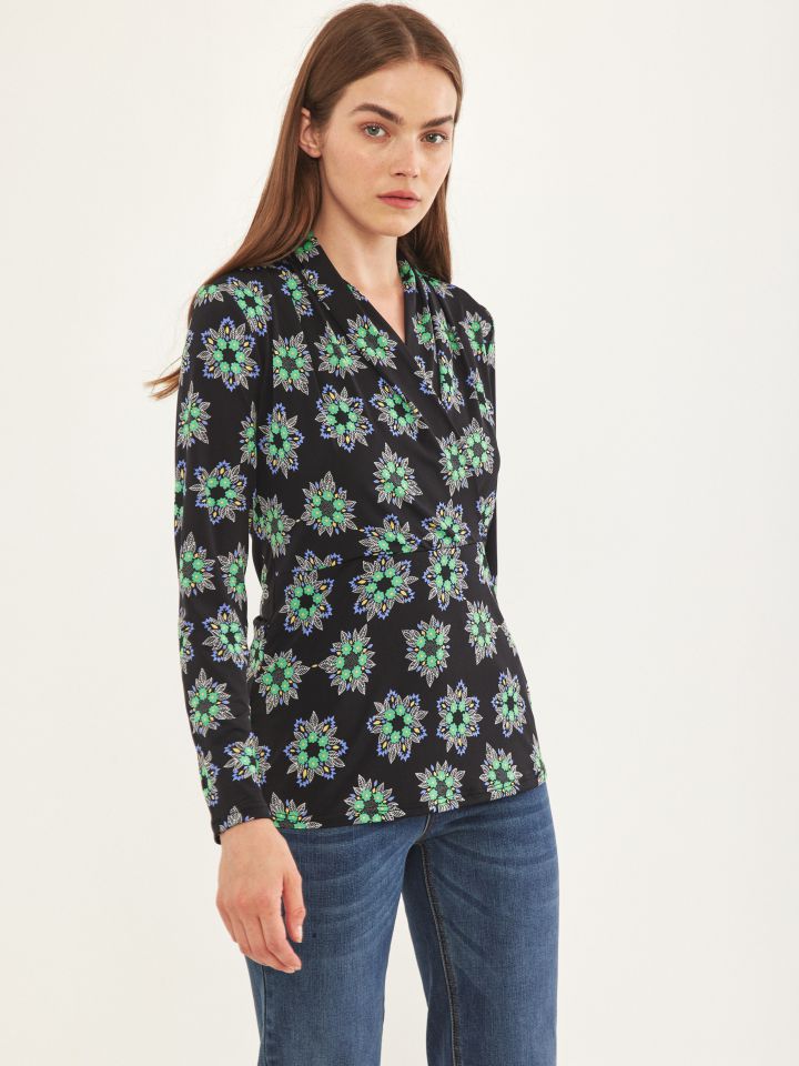 חולצה מעטפה דפוס PROMO בצבע שחור