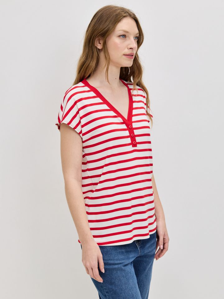 חולצה פסים שינה  PROMO בצבע אדום /לבן