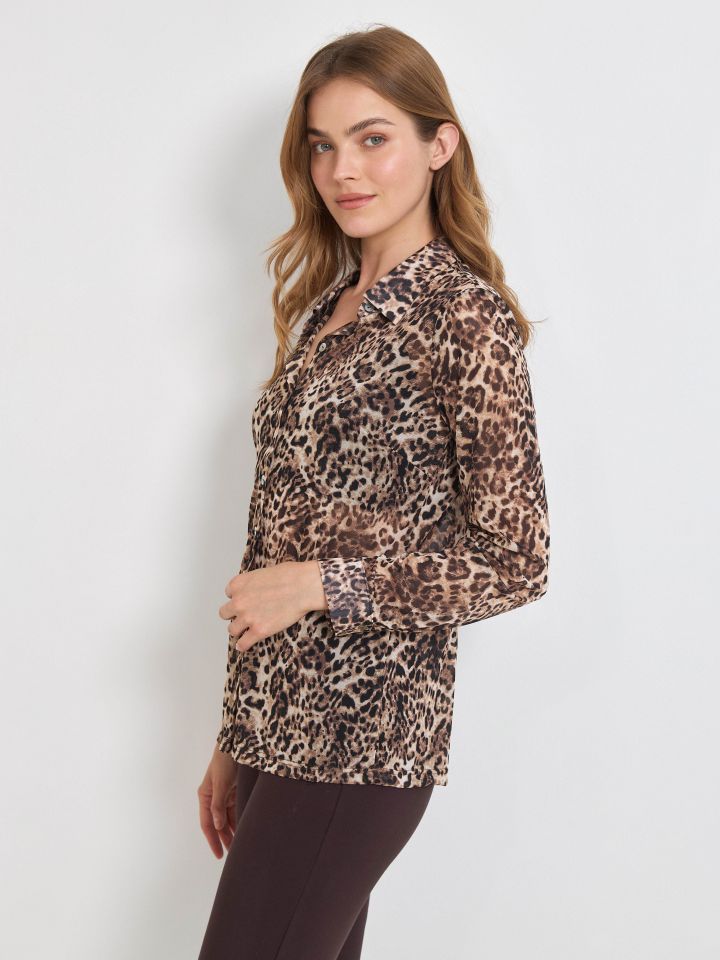 חולצה שיפון דפוס מנומר בצבע מנומר