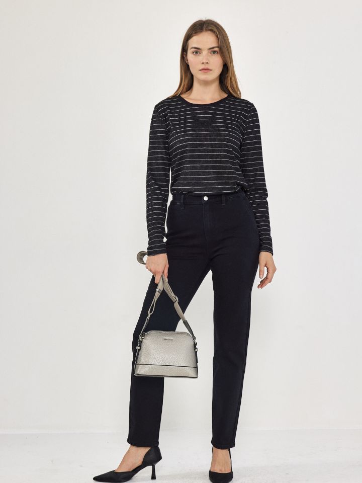 חולצה סלאב פסים PROMO בצבע שחור