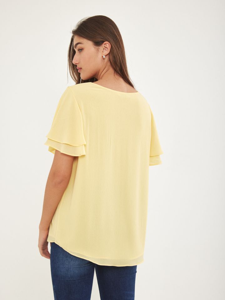 חולצה  V PROMO בצבע צהוב