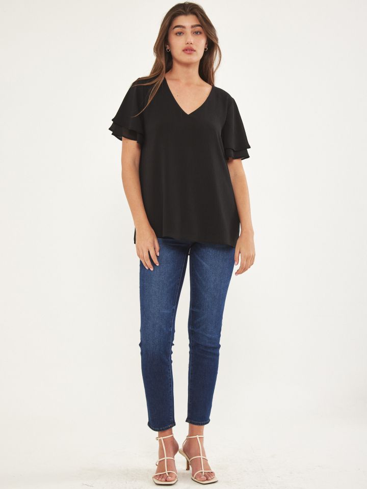 חולצה  V PROMO בצבע שחור