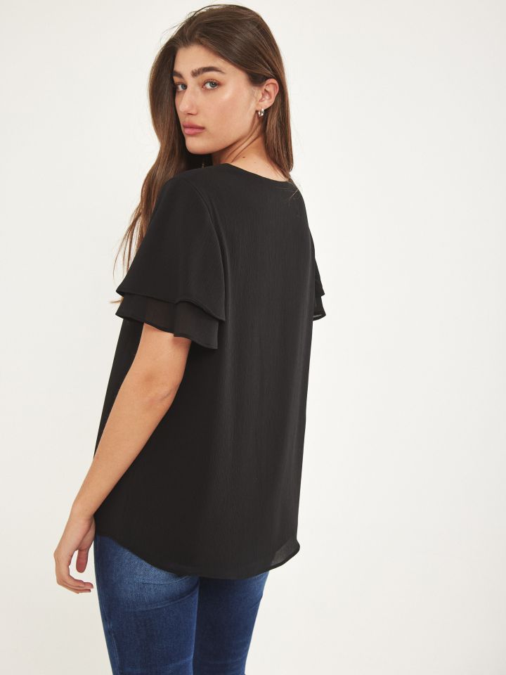 חולצה  V PROMO בצבע שחור