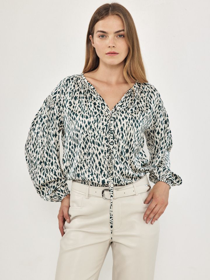 חולצה שינה דפוס סטן PROMO בצבע ירוק