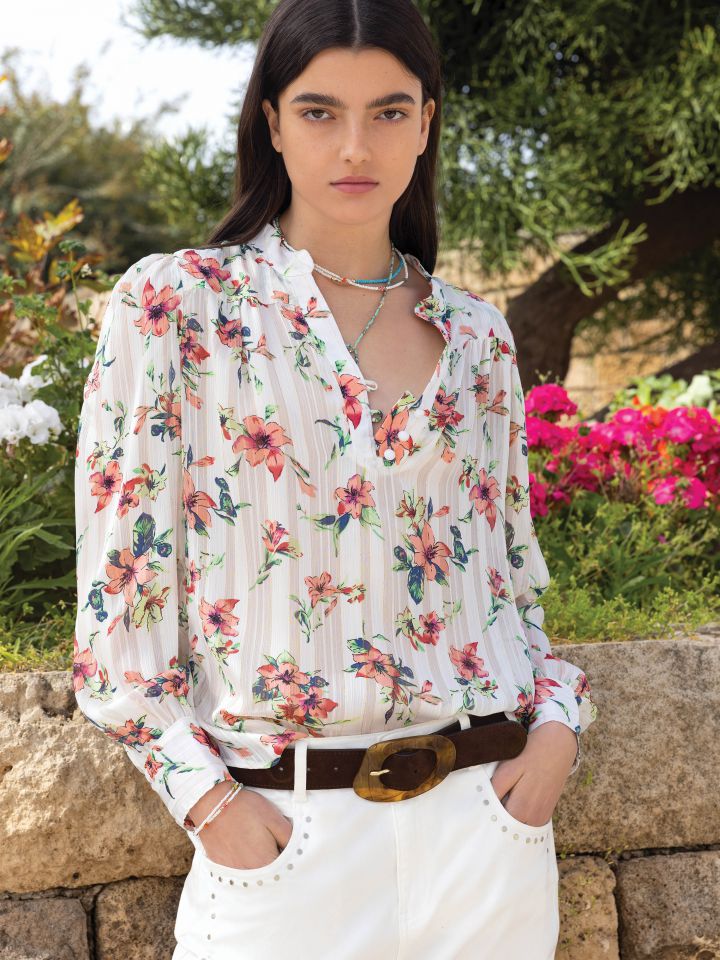 חולצה שינה דפוס בצבע אופוויט