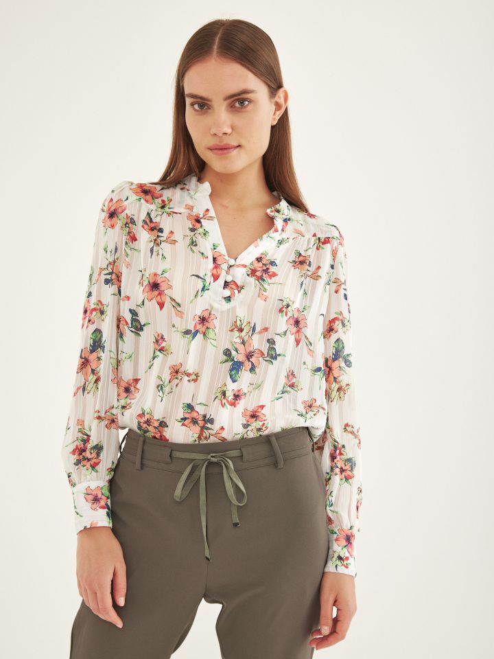 חולצה שינה דפוס בצבע אופוויט