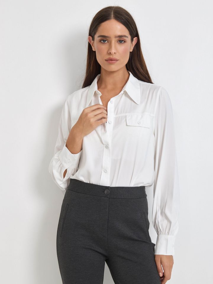 חולצה כיסים PROMO בצבע לבן
