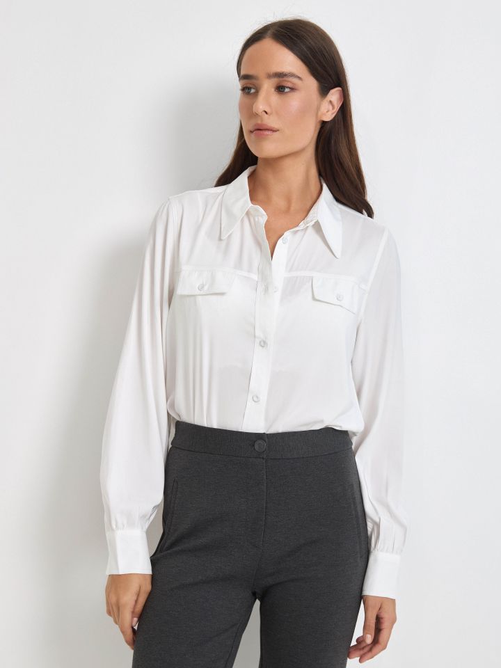 חולצה כיסים PROMO בצבע לבן