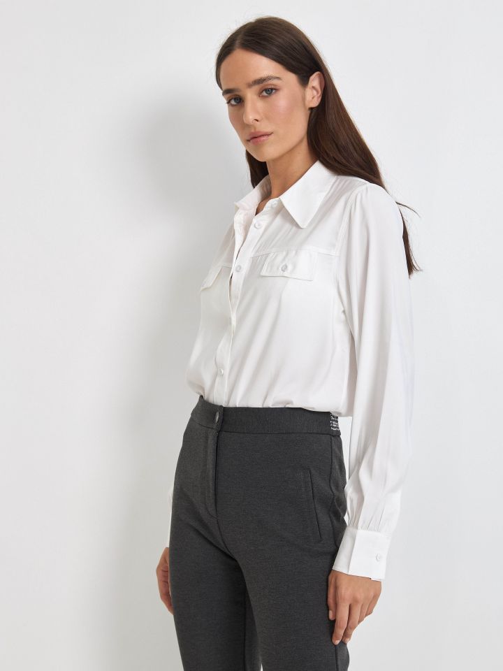 חולצה כיסים PROMO בצבע לבן
