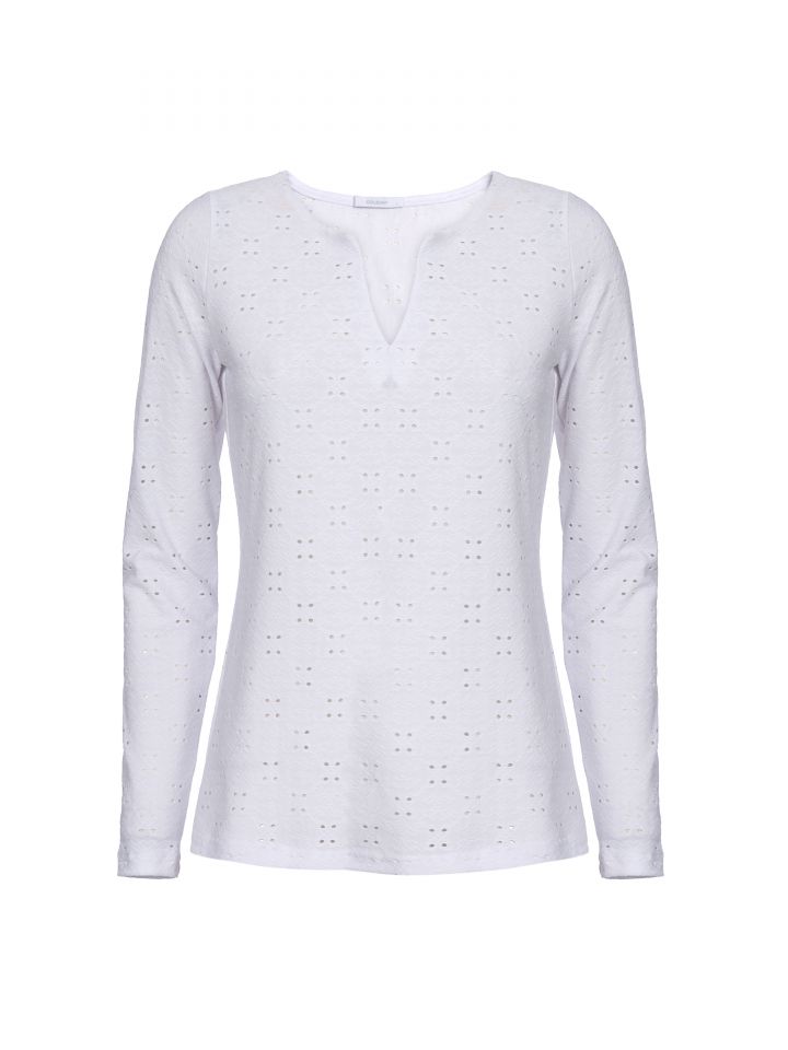 חולצה V תחרה PROMO בצבע לבן