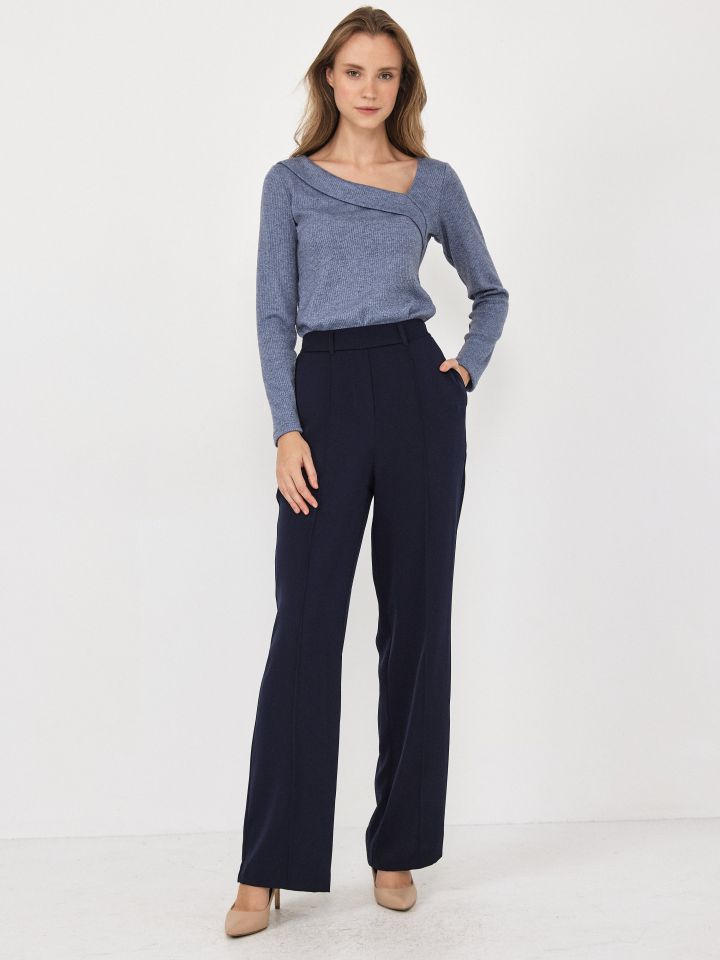 חולצה ריב פתח אלכסון PROMO בצבע כחול