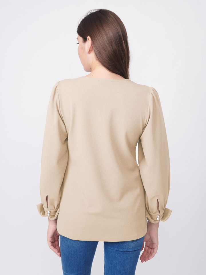 חולצה V סקובה  PROMO ARIN בצבע בייז’