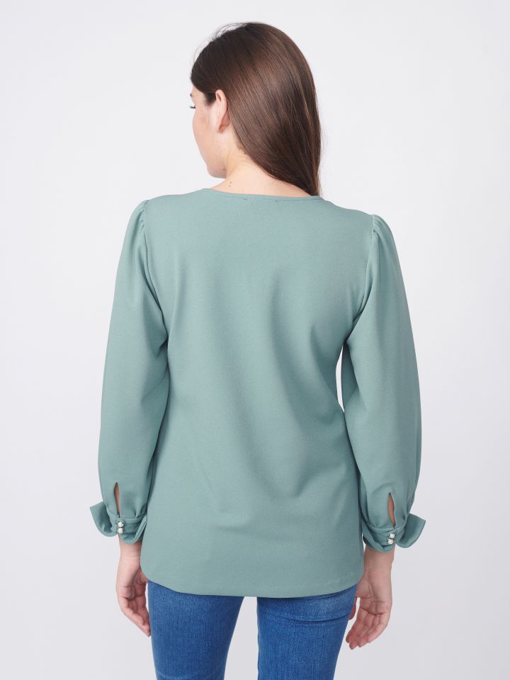 חולצה V סקובה  PROMO ARIN בצבע ירוק בהיר