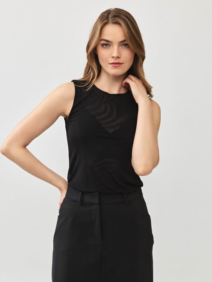 חולצה שיפון ליקרה PROMO בצבע שחור