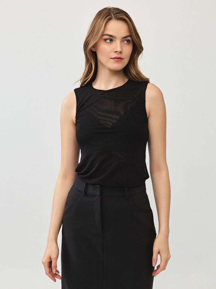 חולצה שיפון ליקרה PROMO בצבע שחור