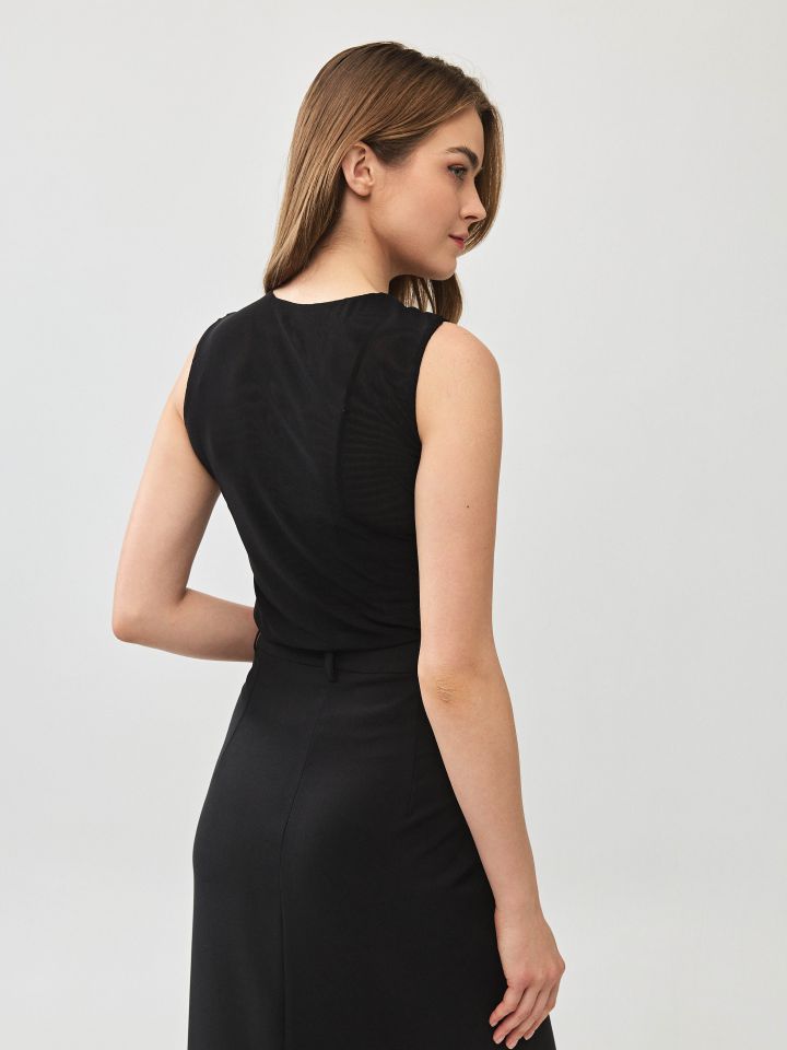 חולצה שיפון ליקרה PROMO בצבע שחור