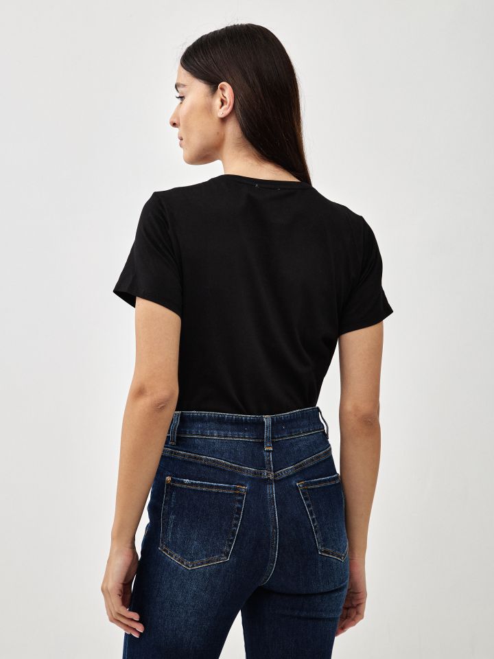 חולצה ROCK פייטים PROMO בצבע שחור