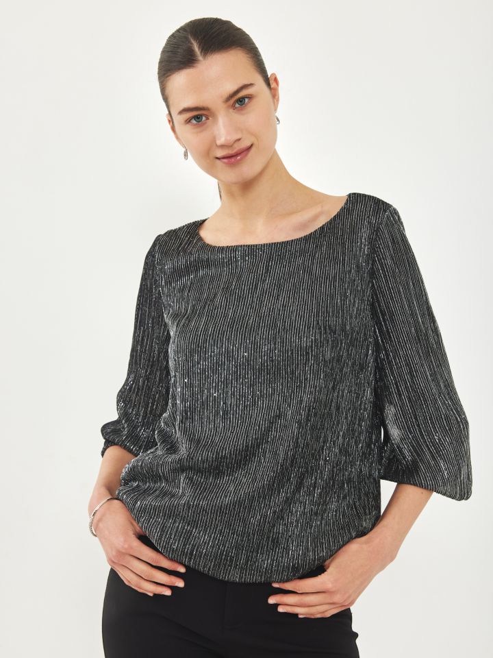 חולצה בלון פייטים בצבע שחור לורקס