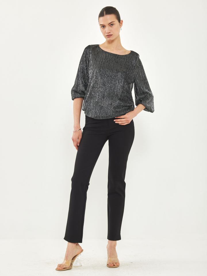 חולצה בלון פייטים בצבע שחור לורקס