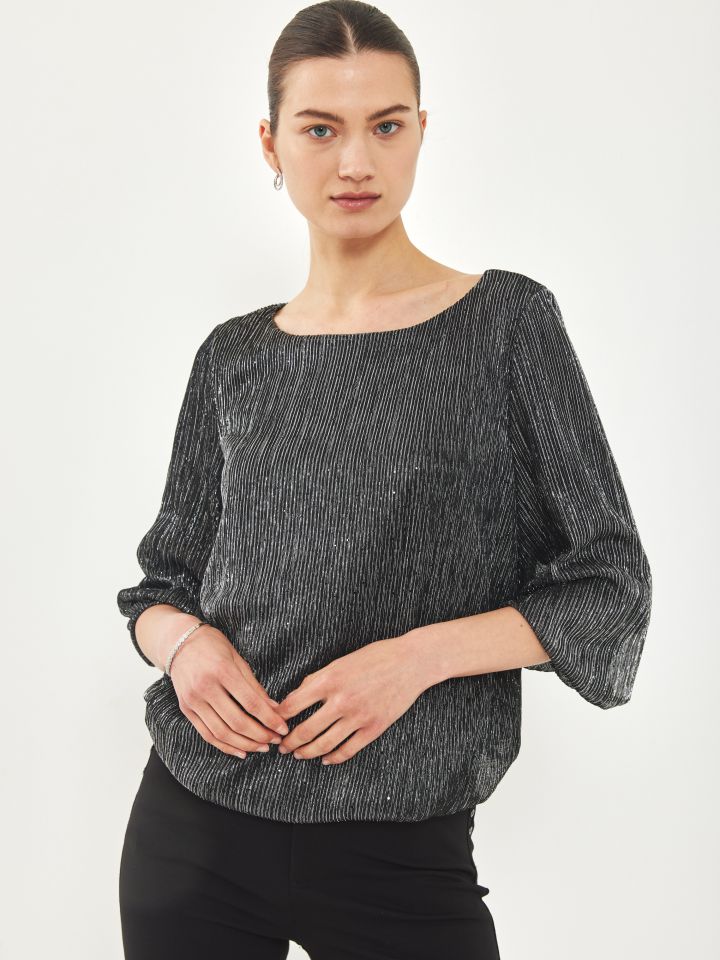 חולצה בלון פייטים בצבע שחור לורקס