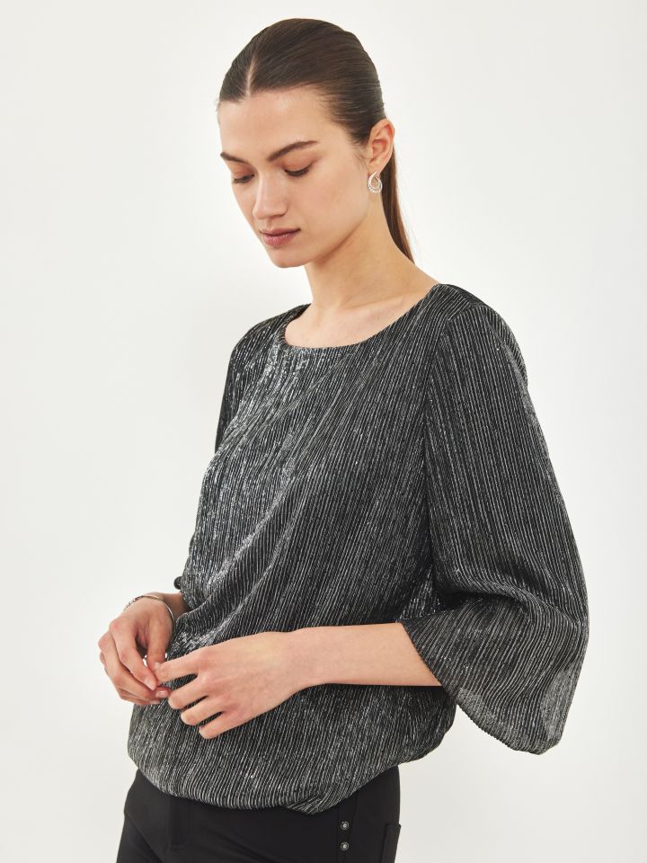 חולצה בלון פייטים בצבע שחור לורקס