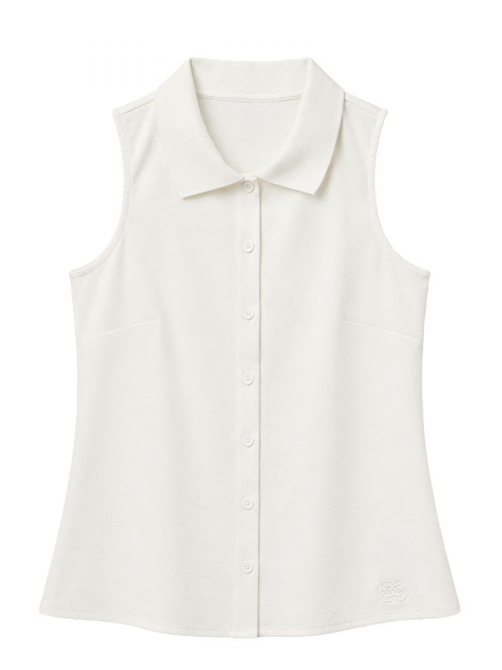 חולצה צוארון מכופתרת בצבע לבן