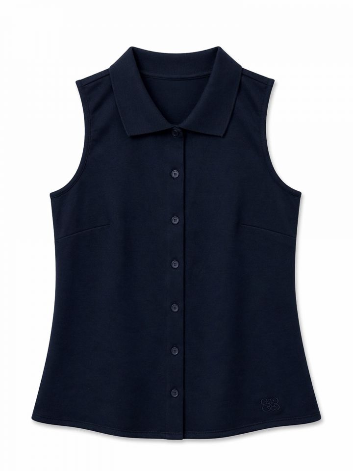 חולצה צוארון מכופתרת בצבע נייבי